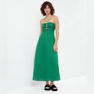 Oysho Vibrant Green Maxi Dress Size XS